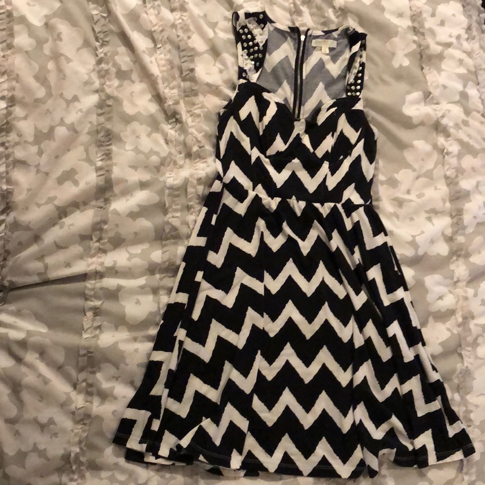 Black and white chevron dress